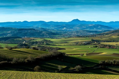 View on the chain of Domes, Natural regional park of Volcans d'Auvergne, UNESCO World Heritage, Puy