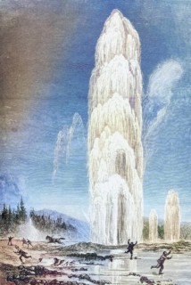 Eruption of the Giantess Geyser in Yellowstone National Park in the 1870s. From American Pictures