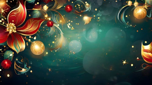 Abstract wallpaper illustration of Christmas symbols for gift cards, swirling shapes and lines, in