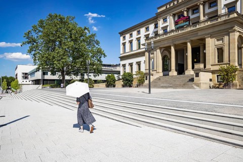 Stuttgart City Museum with new staircase, Stadtpalais. Wilhelmspalais, former residence of the last