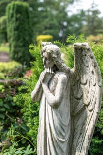 Cemetery, old gravestone, angel figure, North Rhine-Westphalia, Germany, Europe