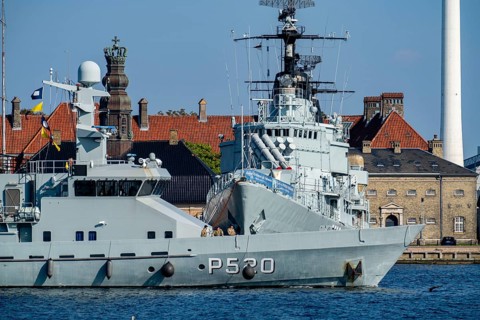 Patrol boats P520, Diana, at Holmen naval base, museum ship frigate Peder Skram, Copenhagen,