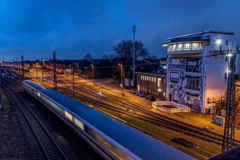 The Deutsche Bahn AG signal box in Mülheim-Styrum, controls train traffic on one of the busiest