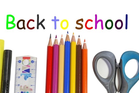 Symbolic image for the start of the new school year with English text