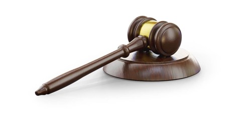 Wooden gavel isolated on a white background
