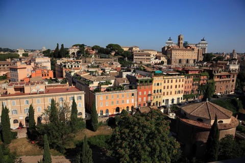 View from Monte Palatino, Palatine Hill, of the historic centre of Rome, Italy, Europe