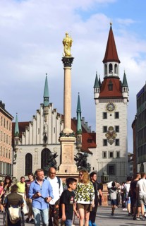 Europe, Germany, Bavaria, State Capital Munich, City, Marienplatz, Old Town Hall and Marian Column,