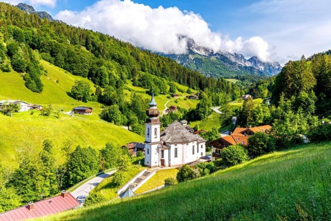 Maria Gern pilgrimage church in the Bavarian Alps in Berchtesgaden, Germany, Europe