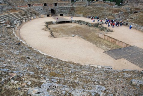 Gladiatorial arena of Circa Romano hippodrome, Merida, Extremadura, Spain, Europe