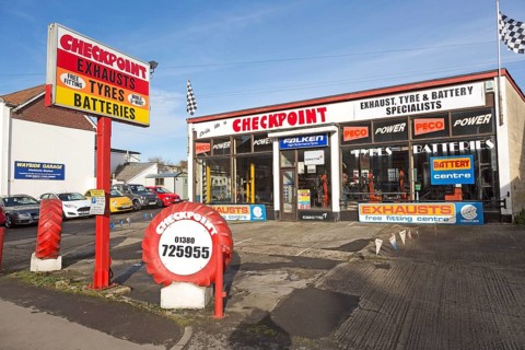 Checkpoint exhaust, tyre and battery specialists, Devizes, Wiltshire, England, UK