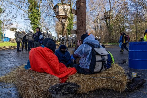 Beginning of the eviction of the Lützerath hamlet, camp of climate activists and squatters, at the