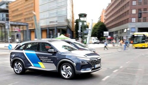 The Hyundai NEXO, a fuel cell vehicle powered by hydrogen in road traffic, Berlin, 18/08/2020