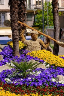 Flower arrangements, flower beds on the Passer promenade, Merano, South Tyrol, Italy, Europe