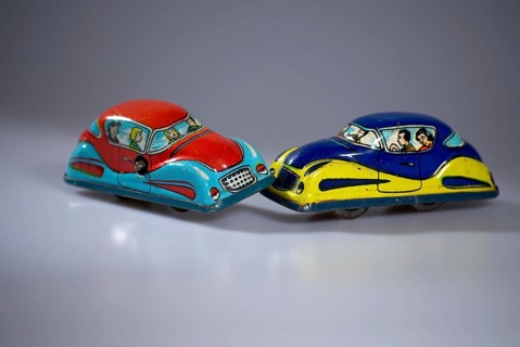 Road traffic, automobile, collision, depicted with tin model cars, Hamburg, Hamburg, Federal