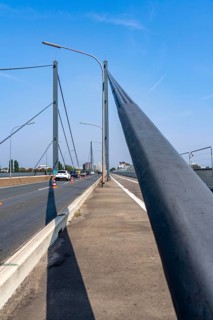 The Theodor-Heuss-Bridge, Rhine crossing, cable-stayed bridge, first road bridge of the so-called