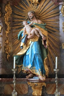 Figure of a saint, interior of the Cistercian abbey church Fürstenfeld in Fürstenfeldbruck, Upper