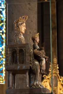 Orcival. Vierge en majesté from the 12th century in the Basilica of Notre-Dame d'Orcival,