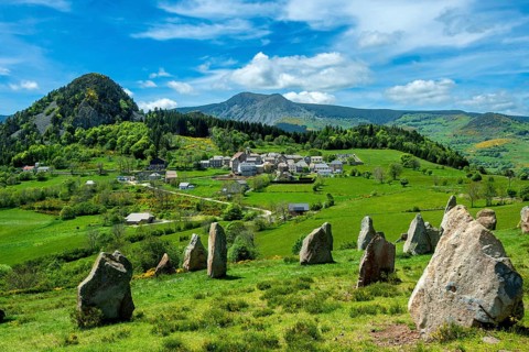 Megalithic Land Art Installation Near Borée Village in the Ardeche Mountains. Monts d'Ardeche