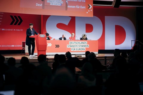 Saskia Esken, Federal Chairwoman of the SPD, recorded at the European Delegates' Conference of the