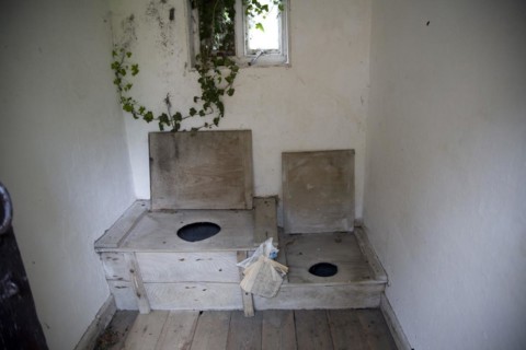 Victorian toilets, Museum of East Anglian Life, Stowmarket, Suffolk, England, UK now called the