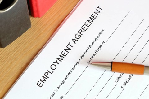 Blank form of an employment contract in English