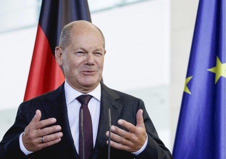 Olaf Scholz, Federal Chancellor, during a press conference in Berlin, 28 August 2024