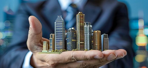 Successful realtor offers and sells modern luxury real estate, AI generated