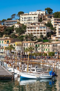 Coastal town of Port de Sóller in the north-west of the island, near Alconàsser, Serra de