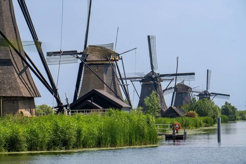 Kinderdijk, 18 windmills designed to pump water from the polders to utilise the land, one of the