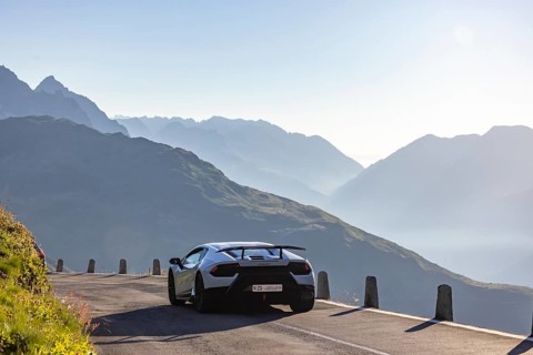Furka Pass. Early in the morning, when the roads are still clear, the time for speeders and sports