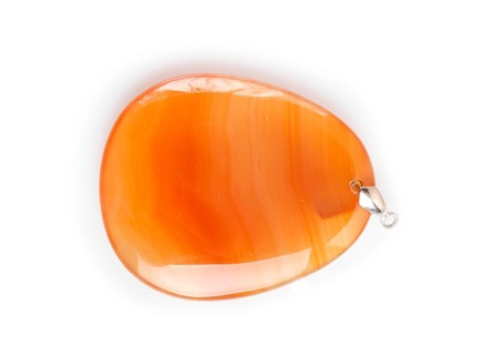 Orange onyx pendant isolated on white background, close up