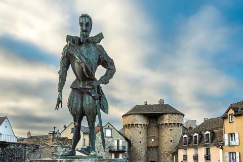 Marvejols. The statue of french king Henry IV by Emmanuel Auricoste, Lozere department. Occitanie