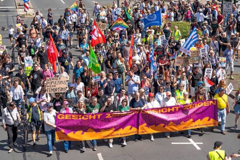 Demonstration against the AFD party conference in Essen, several tens of thousands of demonstrators