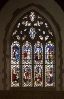 Stained glass window church of Saint John, Saxmundham, Suffolk, England, UK by Lavers, Barrand and