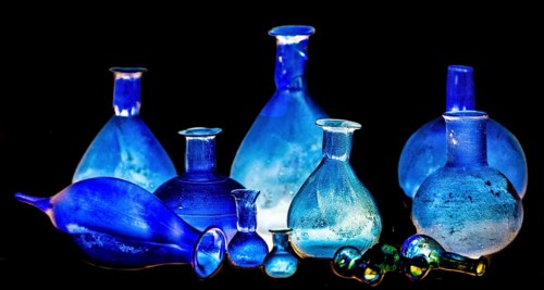 Glass vessels, 3rd-4th century, National Archaeological Museum, Villa Cassis Faraone, UNESCO World