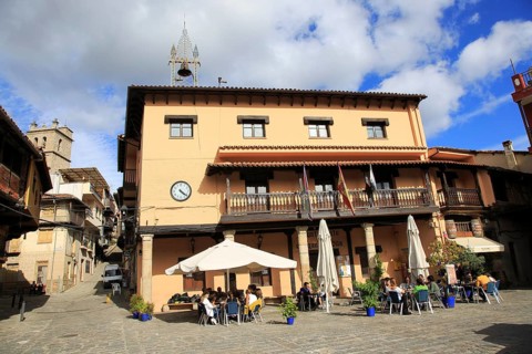 Traditional architecture town hall Ayuntamiento, Garganta la Olla, La Vera, Extremadura, Spain,