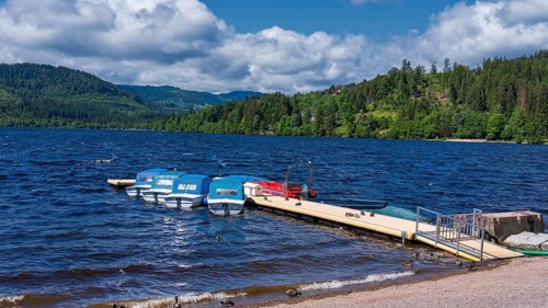 Landscape, nature, lake, Titisee, boats, boat hire, Black Forest, Germany, Europe