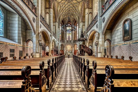 All Saint Church or Castle Church, Central nave, Luther City Wittenberg, Saxony Anhalt, Germany,