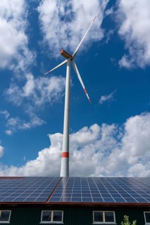 Wind farm south-west of Lichtenau, East Westphalia-Lippe, solar power system on an agricultural