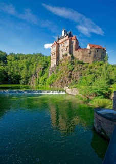 Kriebstein Castle, hilltop castle or Spornburg from the late Middle Ages on the River Zschopau,