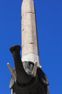 Egyptian obelisk on a lava stone elephant in the Piazza del Duomo, Catania, Sicily, Italy, Europe