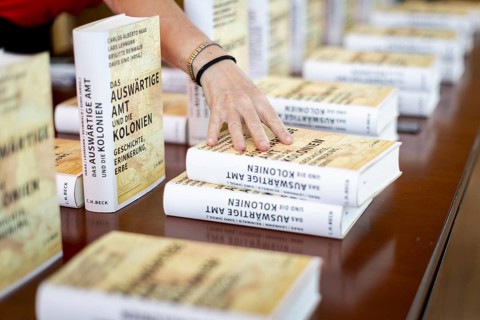 Photographs taken as part of a book presentation on colonial history from the book Das Auswärtige