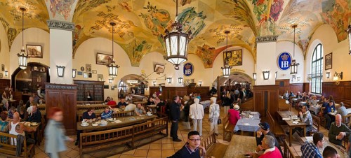 Hofbräuhaus Interior Panorama Munich Germany