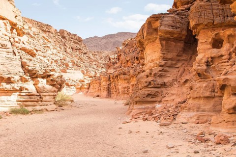Colored canyon with red rocks. Egypt, desert, the Sinai Peninsula, Nuweiba, Dahab