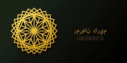 Golden islamic pattern geometric symbol. Ramadan kareem oriental style vector template