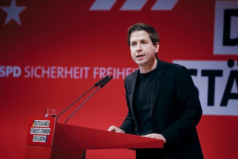 Kevin Kuehnert, Secretary General of the SPD, recorded at the European Delegates' Conference of the