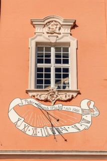 Sundial, Birnau pilgrimage church, Uhldingen-Mühlhofen, Lake Constance, Baden-Württemberg, Germany,