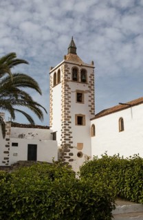 Historic church tower, Iglesia de Santa Maria, Betancuria, Fuerteventura, Canary Islands, Spain,