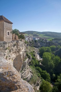 River Tajo limestone gorge cliffs, Alhama de Granada, Spain, Europe