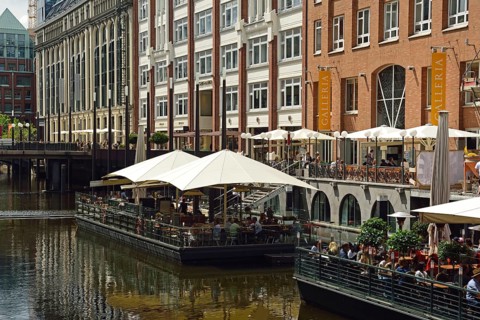 Germany, Hamburg, City, Bleichenfleet, floating restaurants, Europe